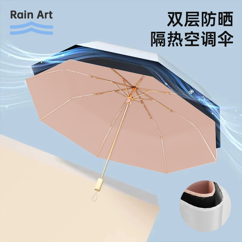 Titanium Silver Black-Coated Double-Layer Umbrella, Sun Protection, Ultra-Strong Uv Protection, 70% off-Fold Sun Umbrella, Dual-Use for Sun and Rain