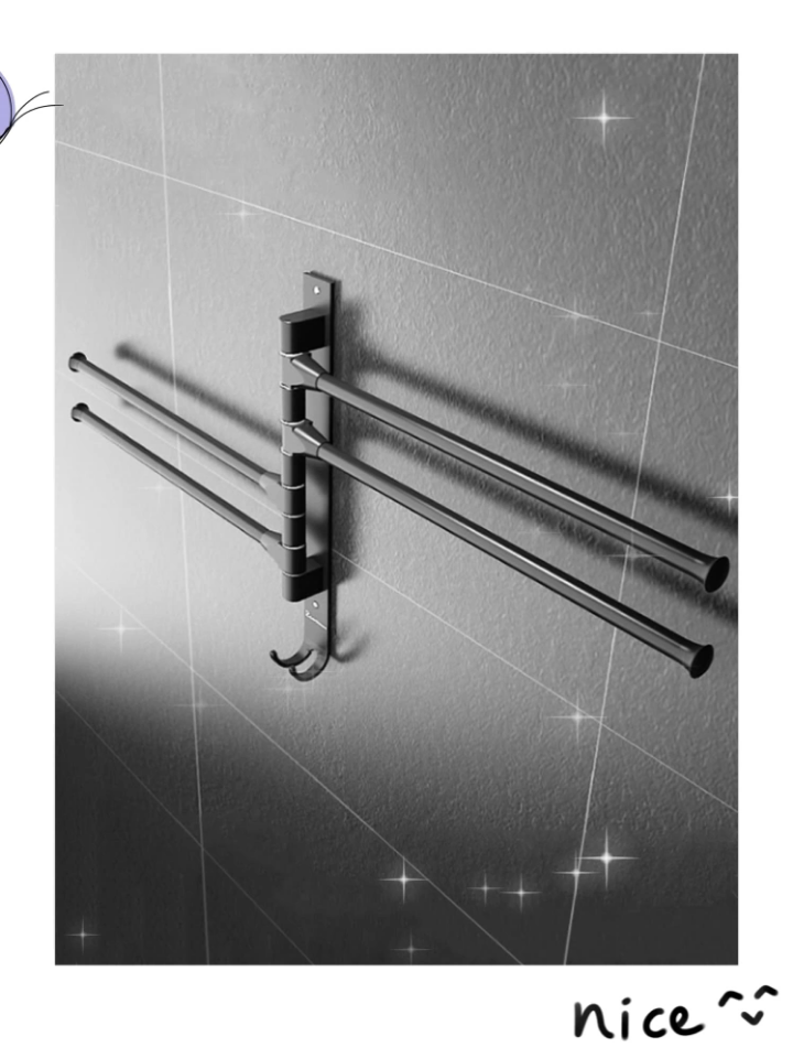 OGI hole-free rotary towel rack Multi-rod space aluminum movable powder room bathroom kitchen corner rag rack