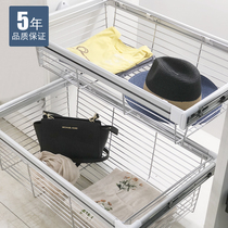 Multi-function cabinet pull basket push pull pants pull wardrobe storage basket Cloakroom hardware hanging pants rack Depth storage basket