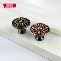 European cupboard single hole handle Red bronze cupboard door handle Modern retro small handle Drawer single handle