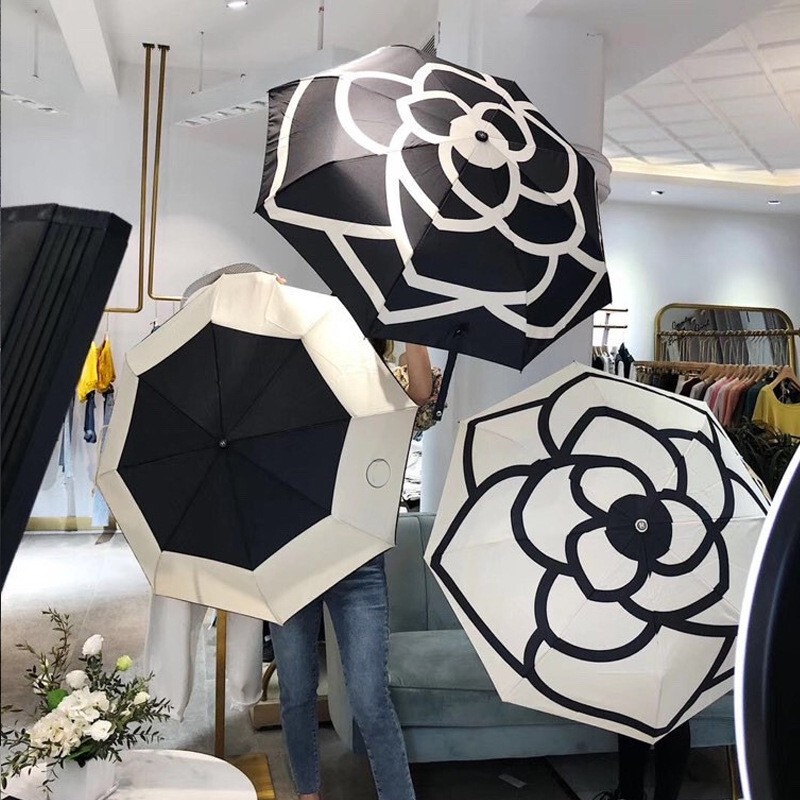 Camellia Sun Umbrella 70% off Fold Fully Automatic Sunshade, Sun Protection, Uv Protection, Chanel-Style High-End Women's Umbrella with Black Coating Camellia Sun Umbrella 70% off Fold Fully Automatic Sunshade, Sun Protection, Uv Protection, Chanel-Style High-End Women's Umbrella with Black Coating