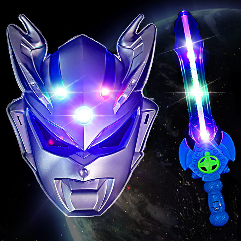 Ottman Mask New Luminous Sword Suit Sun Epiphany Steel Man Spider Man Children Cartoon Male Girl Toys