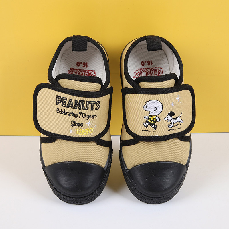 Snoopy memorial Japanese childrens shoes boy board shoes Canvas shoes baby solid color childrens velcro cartoon cloth shoes