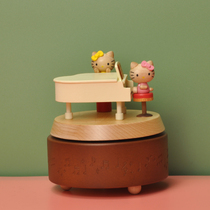 jeancard music box KT Piano Kittens Rotating Wood-eight Soundbox Cute Send Children Girls Day Gifts