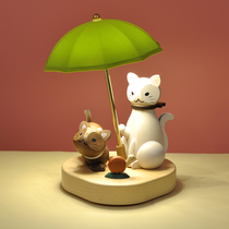 jeancard small night light LED headboard table lamp charge wood cute kitty kid girl day gift idea