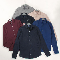 Handsome European style cotton spring and autumn lapel business gentleman casual large size shirt base long sleeve shirt mens clothing