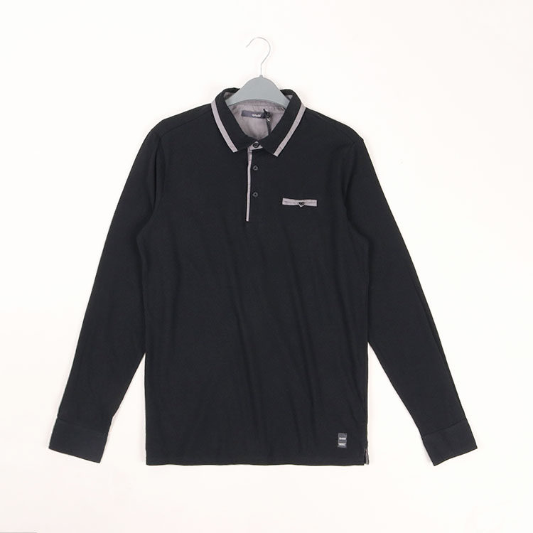 Cotton Spandex Good Fabric Men's Spring and Autumn Elasticity Soft and Comfortable Business Casual Lapel Long Sleeve T-Shirt Men's