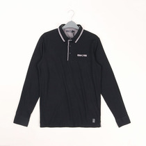 Cotton spandex good fabric mens spring and autumn elastic soft and comfortable business casual flap long sleeve T-shirt mens clothing