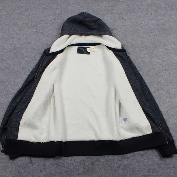 Mã bị hỏng xử lý ấm cừu cashmere dày cộng với áo len nhung trùm đầu áo khoác dây kéo nam mùa thu và áo khoác mùa đông áo hoodie rộng