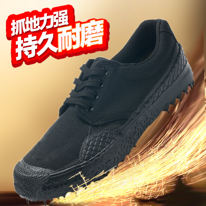 For training liberation shoes men's black spring and summer high and low help construction site labor insurance work military training running canvas wear-resistant