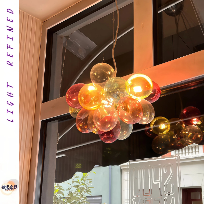 Dopamine Stained Glass Balloon Bubble Children's Room Chandelier Children's Lamp Cute Art Living Room Bedroom Dining Room Lamp