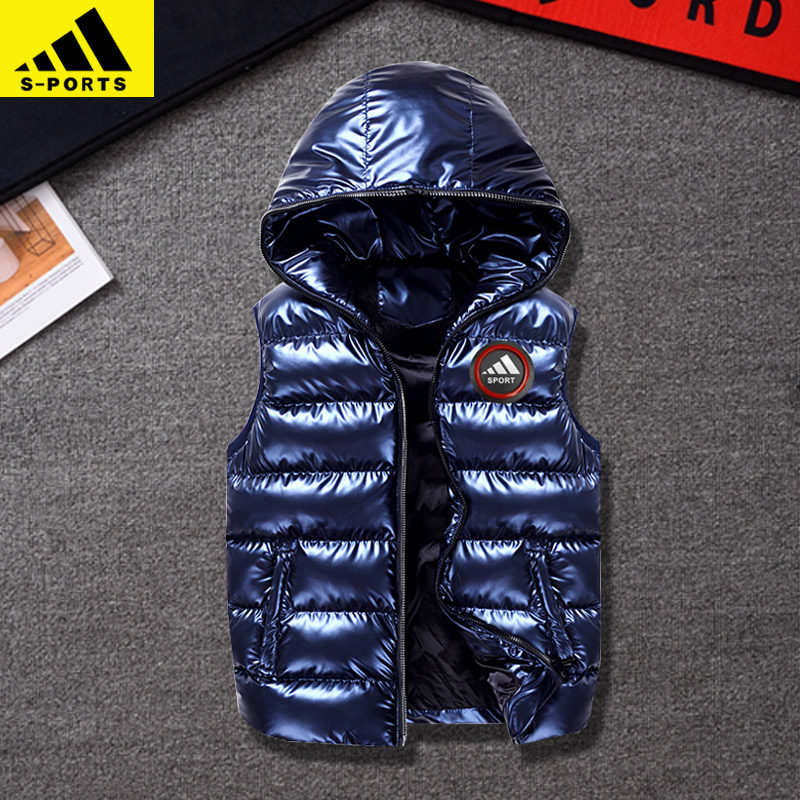 Boys down cotton waistcoat 2021 new children's autumn and winter waistcoat large children's winter hooded horse clip outside the tide