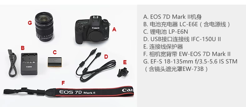 Có thể thay thế Canon EOS 7D Mark II Set 18-135 USM Lens 7D2 Máy ảnh DSLR - SLR kỹ thuật số chuyên nghiệp