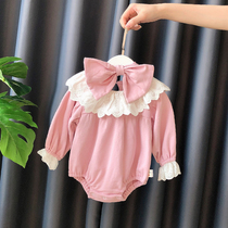 Girls spring dress foreign baby bag Korean version of newborn triangle Princess hundred days of clothes spring and autumn climbing clothes