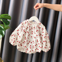 Shit clothes baby female baby shoulder baby triangle jumpsuit long sleeve spring and autumn summer cotton Korean version of Ha clothes six months