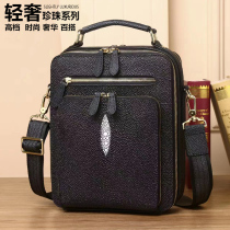 Light luxury pearl fish skin mens bag genuine leather high-quality texture luxury European and American vertical shoulder crossbody bag handbag