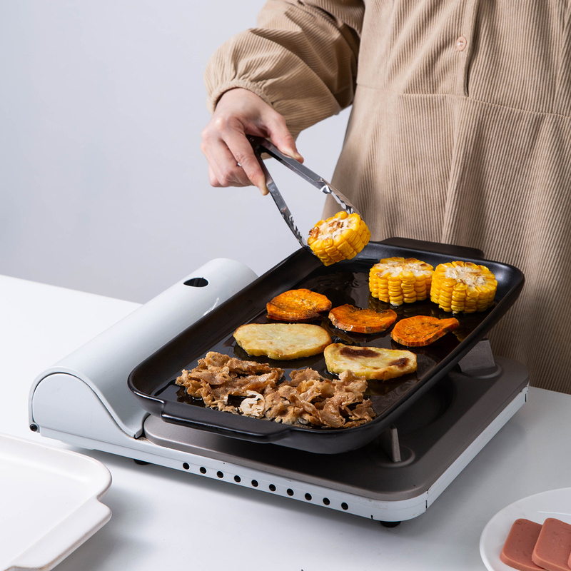 Ceramic Steak Grill Pan with Double Handles, Rectangular Plate, Suitable for Open Flame, Electric Ceramic Stove, Commercial Frying Pan, Special Fish Plate for Western Restaurant Ovens