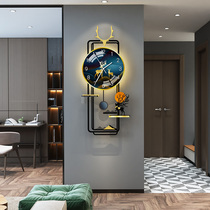 2021 new Nordic light extravagant hanging clock living room home clock creativity modern minimalist net red hanging wall with light clock
