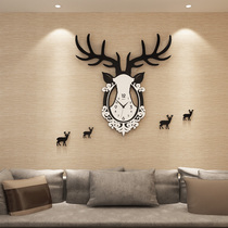 European deer head wall clock Living room modern simple atmosphere personality creative watch artist with wall decoration clock