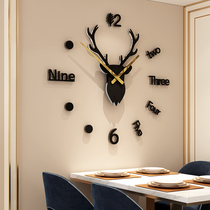 Nordic deer head watch wall clock Living room creative personality Light luxury home fashion restaurant Minimalist wall decoration clock