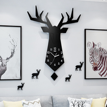 Meishida Nordic Deer head watch wall clock Living room modern simple creative light luxury clock Net Red fashion household watch
