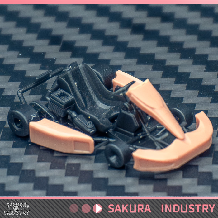 Sakura Heavy Industries 1:64 Scale Miniature Scene Car Model Go-Kart Parts White Mold