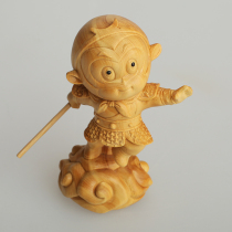 Yueqing boxwood carving ornaments twelve zodiac monkey hand piece Sun Wukong Wen play tea pet carving craft gift