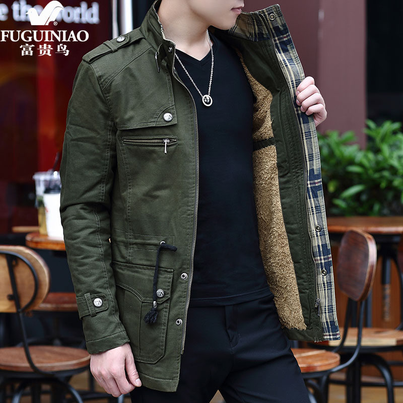 Rich Expensive Bird Special Cabinet Big Plate Cotton Coat Cotton Padded Jacket Cotton Padded Padded Jacket Mid-Length Version Denim Windsuit Cotton Clothing