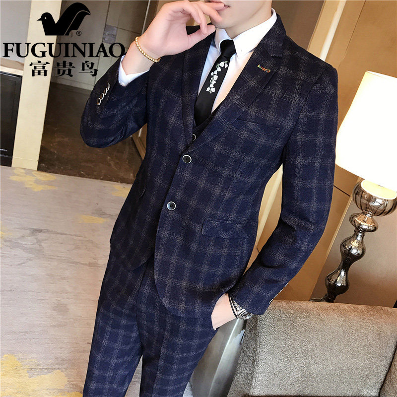 Fugui bird casual suit suit men's Inron Business Suits suit three sets of groom bridegroom wedding gown