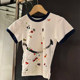 Spring and summer new niche small pattern narrow short-sleeved T-shirt