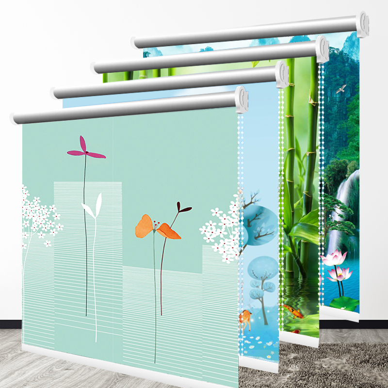 Roller curtains shading hand-pulled kitchen bedroom powder room office home up and down lifting roll-pull type punch-free