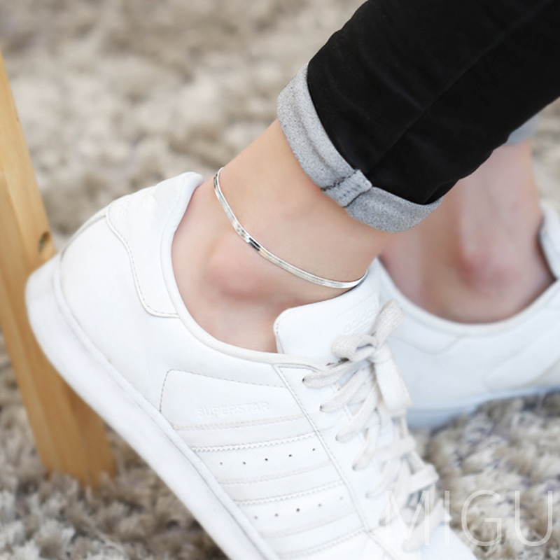 Super - silver - flat snake foot chain 925 pure silver - bone foot chain personality of male and female foot ornaments