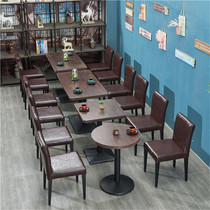 Retro West Restaurant Light Lavish Milk Tea Shop Table And Chairs Combined Catering Fast Food Restaurant Snack Burger Double Cloth Art Cafe