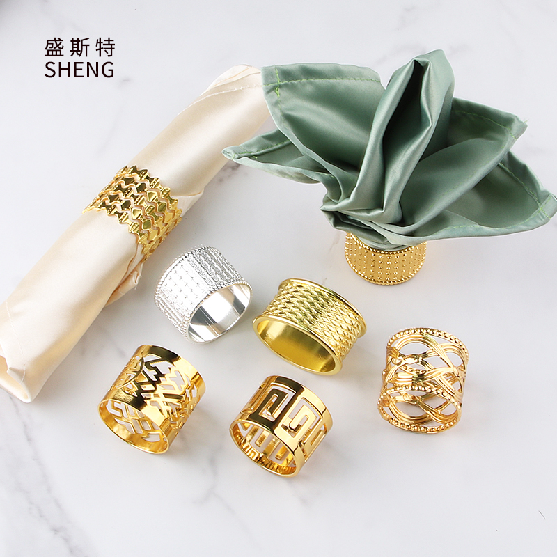 Hotel thickened stainless steel napkin buckle Western Restaurant special mouth cloth plate room dining table decorative meal ring