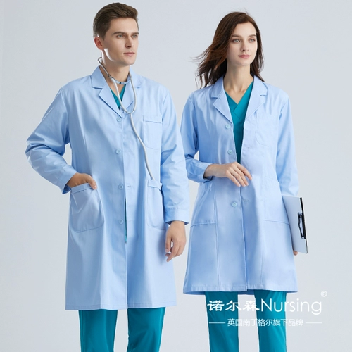 Тонкий белый халат, длинная униформа врача, короткий рукав