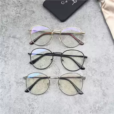 Net red eyeglass frame female Korean version of the tide metal literary retro round face big face thin flat mirror ultra-light eyeglass frame
