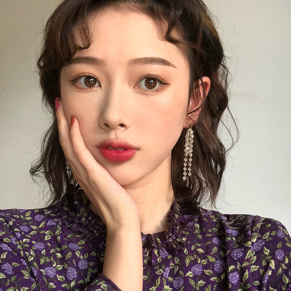 Net red Korean super fairy long version tassel beaded earrings women 2021 new trendy face thin wild temperament earrings