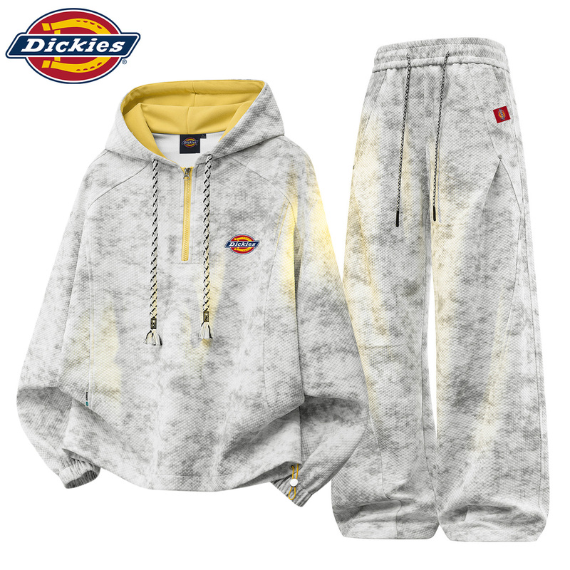 Dickies American-Style Tie-Dye Casual Sports Suit for Men, Spring and Autumn, Large Size Loose Sweatshirt with Two-Piece Set