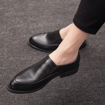 Summer mens business casual small leather shoes mens Korean version pointed black trendy youth positive dress with Inn mens shoes