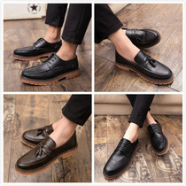 Bullock leather shoes mens version trendy Inn One foot pedal small leather shoes men casual business 100 hitch youth shoes