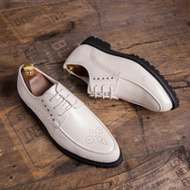 Boy Leather Shoes Han Prints Casual Shoes Men White Leather Shoes Business Movie wedding Shoe wedding shoes Inn white mens shoes