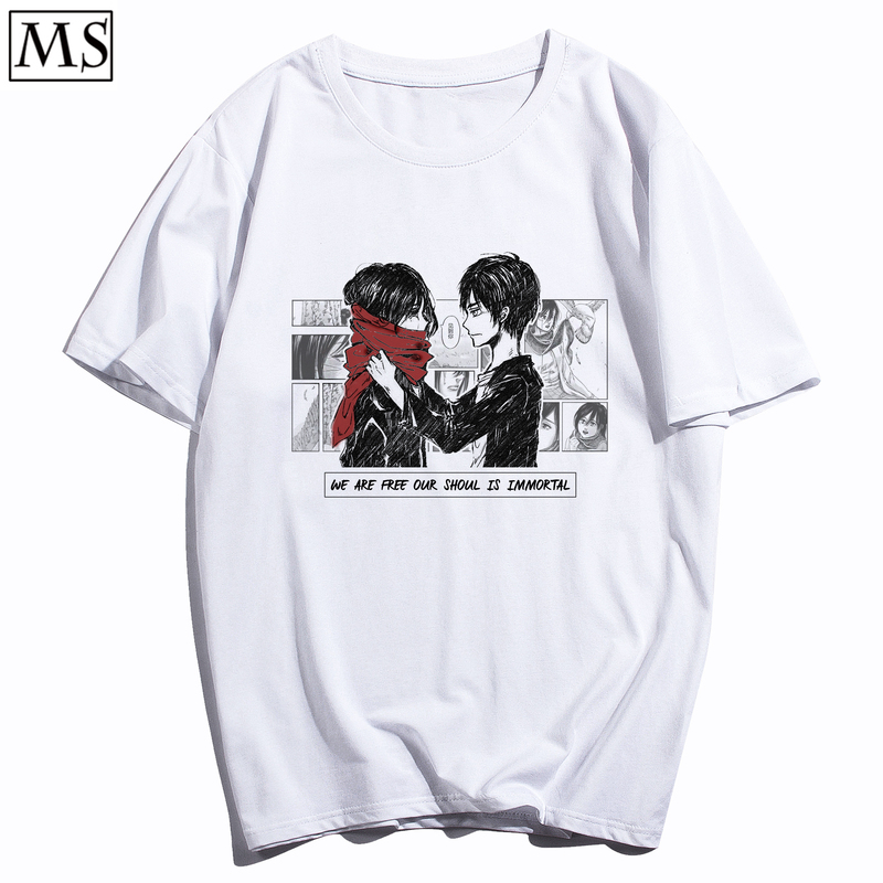 Attack on Titan Short-Sleeve T-Shirt Featuring Eren, Levi, Mikasa, and Reiner, Wings of Freedom, Anime for Men and Women
