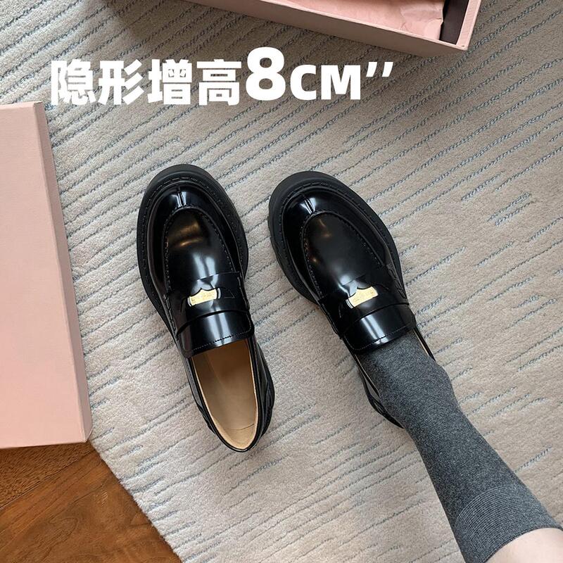 Thick-Soled Height-Increasing Loafers, British Style, School Uniform Jk, Paired with Skirts, Small Leather Shoes for Women, Slip-On, Retro, Small Size Single Shoes 33 Thick-Soled Height-Increasing Loafers, British Style, School Uniform Jk, Paired with Skirts, Small Leather Shoes for Women, Slip-On, Retro, Small Size Single Shoes 33