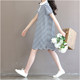 ຊຸດແມ່ມານ trendy 2020 summer style dress cotton pure top mid-length striped shirt T-shirt skirt summer women