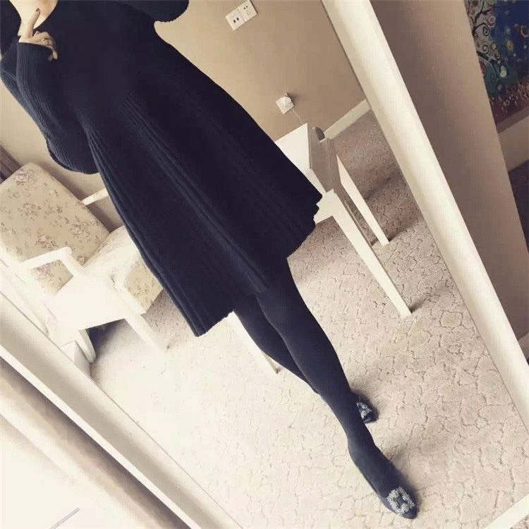 Bà bầu mùa thu phù hợp với thời trang Hàn Quốc của bà bầu Áo sơ mi mùa đông áo sơ mi dài phần áo len mỏng váy bầu