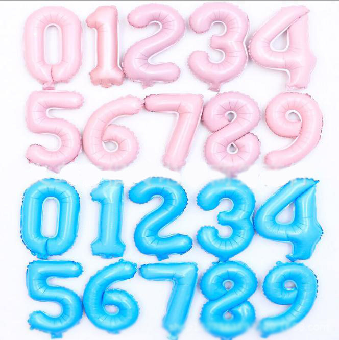 16 inch beauty candy blue powder digital children's baby's birthday party decorated aluminum film balloon