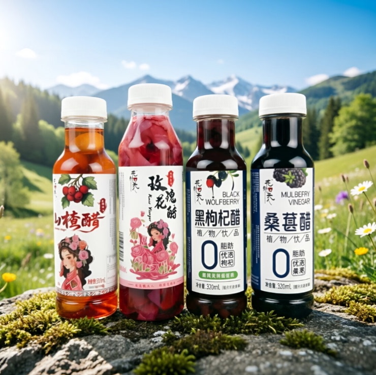 Yunnan Rose Vinegar Multi-Flavor Beverage Specialty Black Goji Berry Hawthorn Mulberry Vinegar Girls' Drink Summer Sweet and Sour