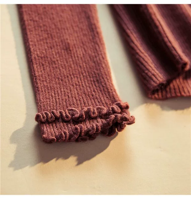 Áo len mùa thu đông 2018 nữ phiên bản Hàn Quốc của áo len nửa cổ bằng gỗ tai dài tay áo sơ mi Áo thun mỏng