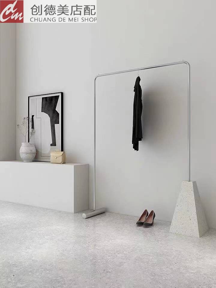 Clothing Store Show Rack Stainless Steel Hanging Clothes Rod Women's Clothing Store Shelf Clothing Rack Floor Style Display Rack Clothes Racks