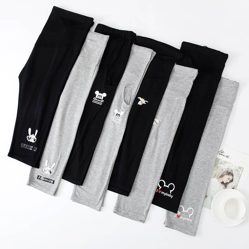 Model pregnant women with pants in summer thin seven - minute pants can adjust 200 kg large - size pregnant pants